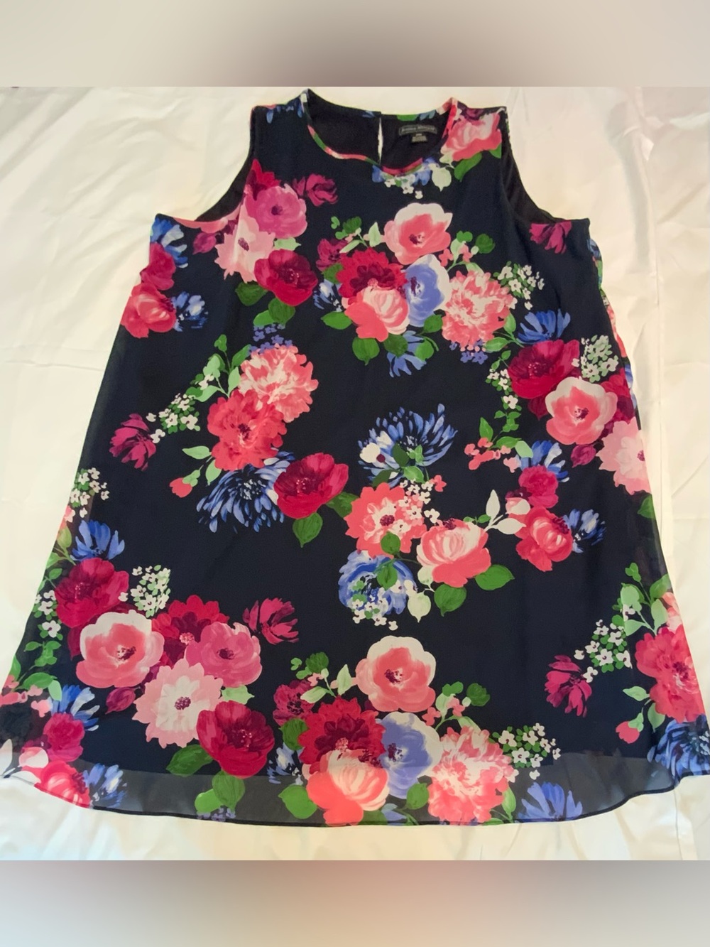Jessica Howard Midi Dress Trapeze Sleeveless Navy Pink-Floral Plus Size 20W